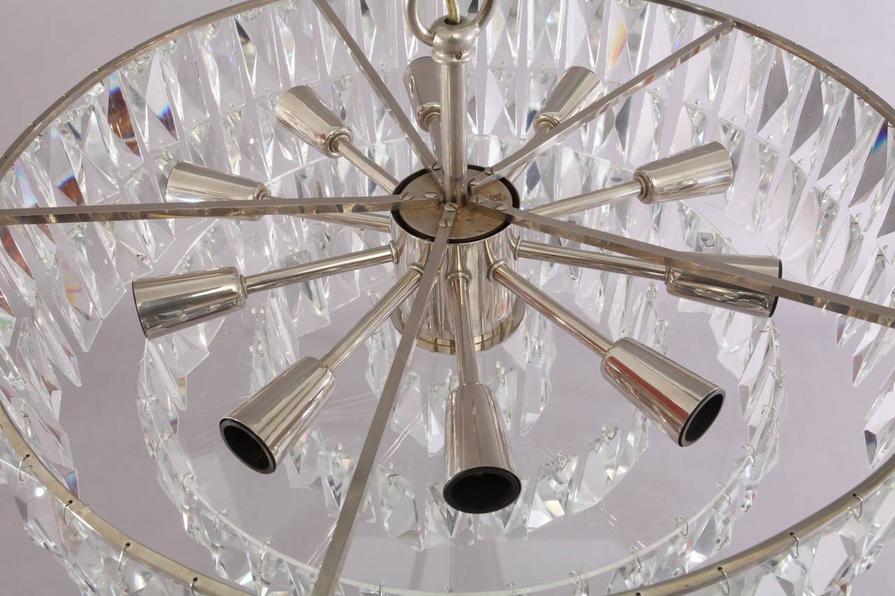 Chrome Stunning Chandelier with Large Crystals by Bakalowits & Sohne, Vienna, 1960s