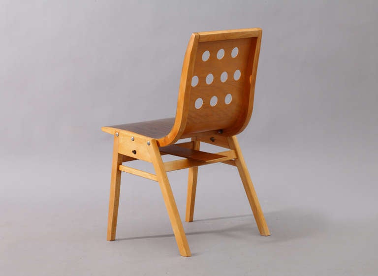 Mid-Century Modern Set of Six Roland Rainer Stacking Chairs, Vienna, 1950
