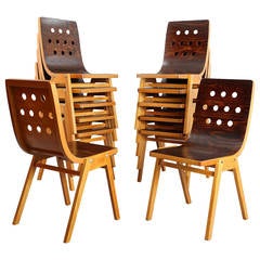 Set of 12 Roland Rainer Stacking Chairs, Vienna, 1952