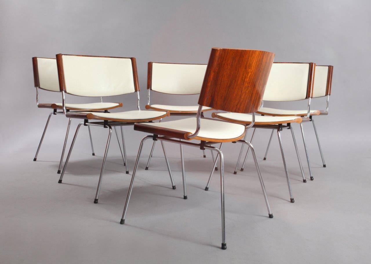 Danish Amazing Set of Six Nanna Ditzel Rosewood Stacking Dining Chairs