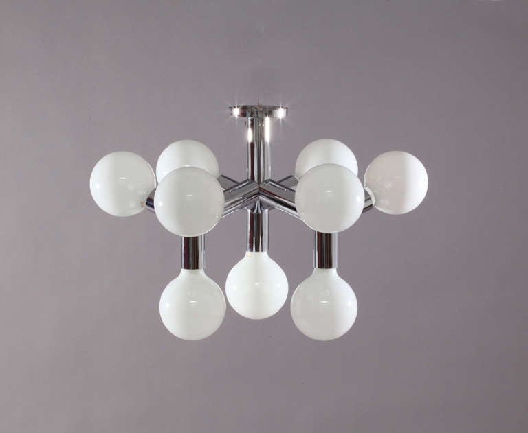 Mid Century Kalmar Ceiling Lamp Model "Atomic 9DL, "  Austria, 1960