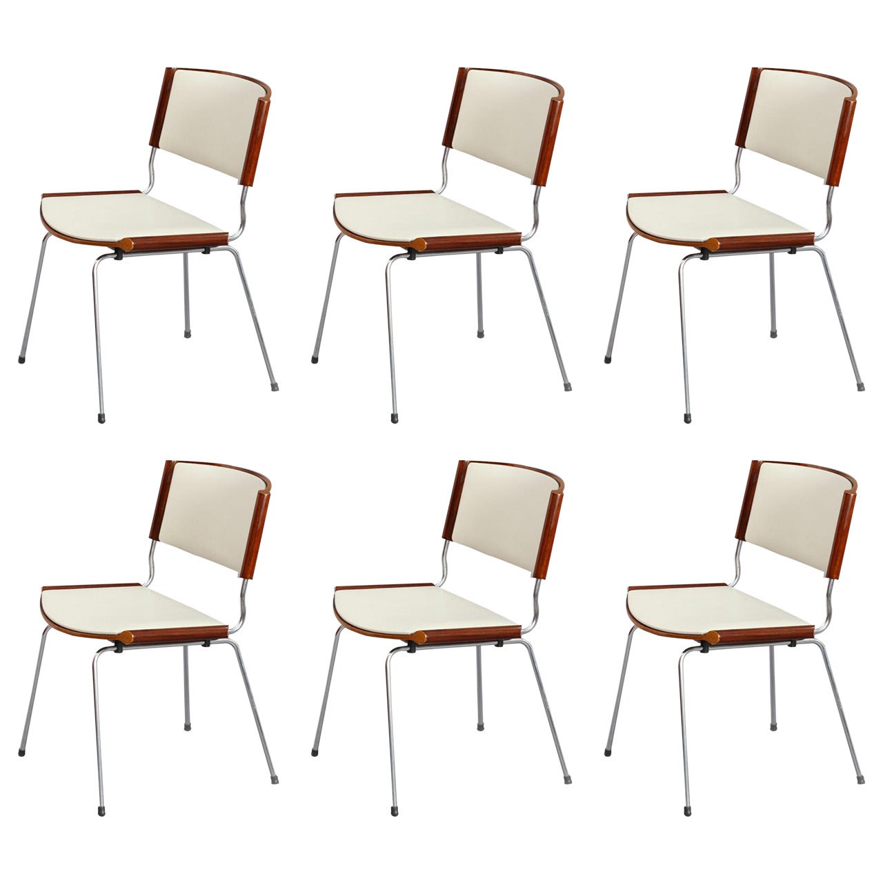Amazing Set of Six Nanna Ditzel Rosewood Stacking Dining Chairs