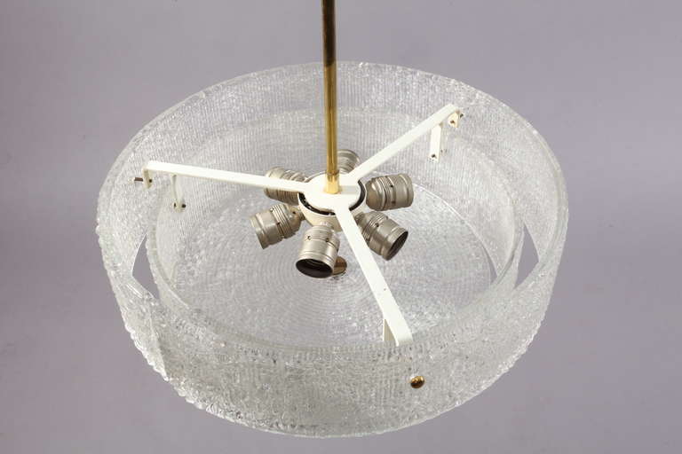 Ice Glass Hanging Lamp, Designed by J.T. Kalmar In Excellent Condition In Vienna, Vienna