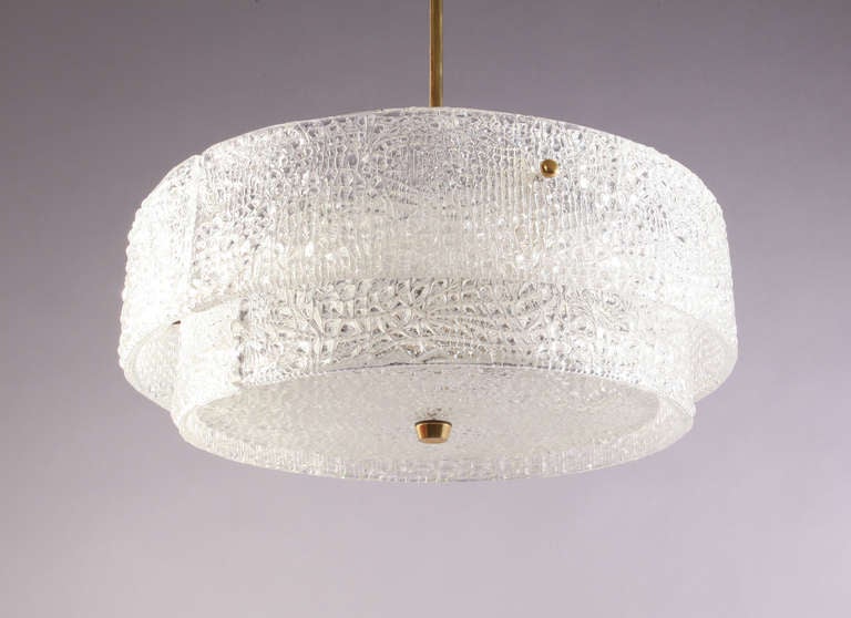 Austrian Ice Glass Hanging Lamp, Designed by J.T. Kalmar
