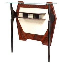 Italian Rosewood Console with Glass Shelf, Italian, 1950 3