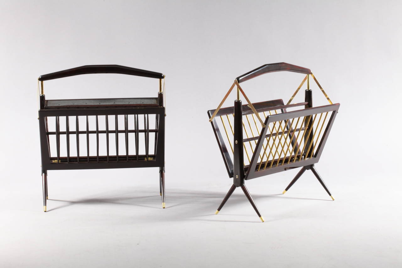 Mid-Century Modern Pair of Foldable Newspaper Racks, Designed by Cesare Lacca, Italy, 1950