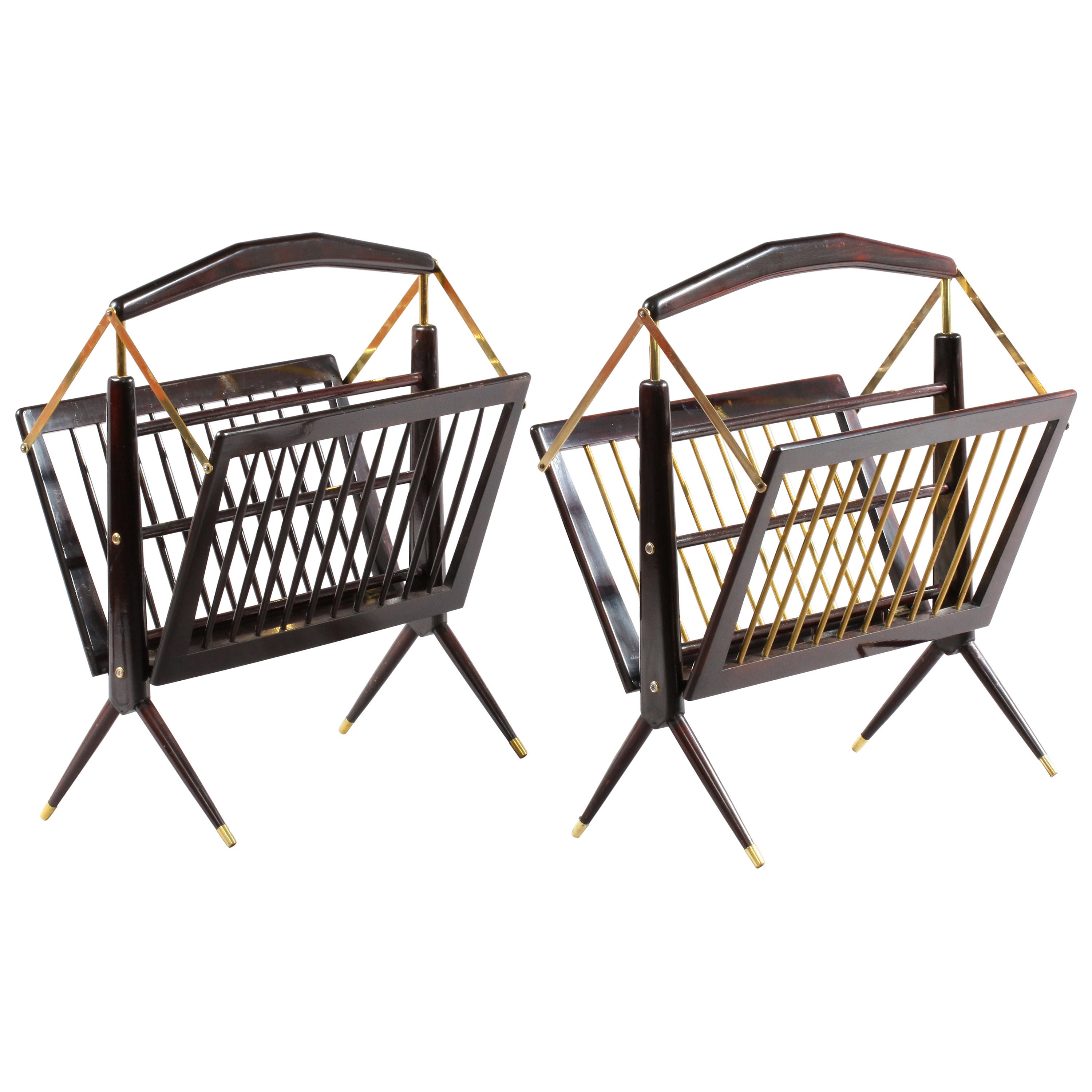 Pair of Foldable Newspaper Racks, Designed by Cesare Lacca, Italy, 1950