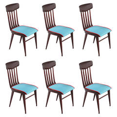 Charming Six Dining Chairs Attributed to Gio Ponti, Italy, 1950