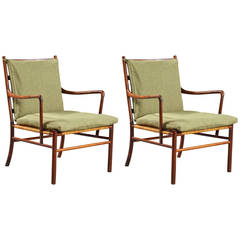Pair of Rosewood "Colonial" Chairs by Ole Wanscher for P. Jeppesen, Denmark