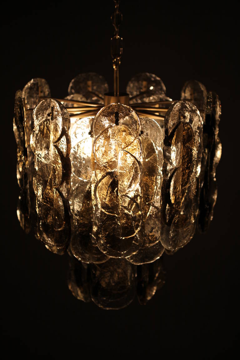 Huge Amazing Frozen Glass Hanging Lamp by J. T. Kalmar, Austria 1