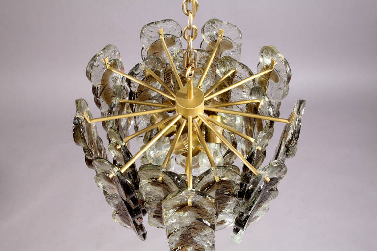 Austrian Huge Amazing Frozen Glass Hanging Lamp by J. T. Kalmar, Austria