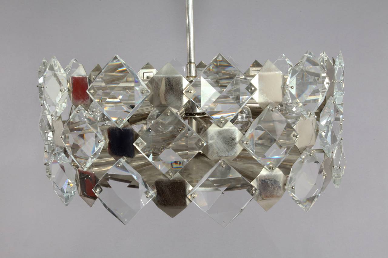 Austrian Faceted Crystal Glass Hanging Chandelier Bakalowits and Söhne, Vienna, 1960 For Sale