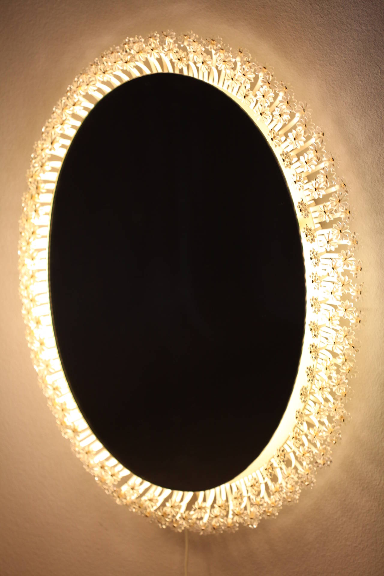 Huge illuminated oval mirror with background illumination designed Emil