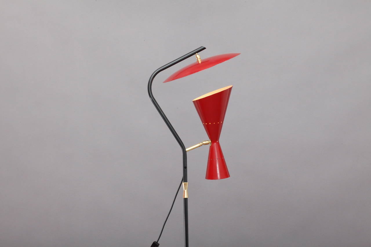 Mid-Century Modern Red 1950 Floor Lamp Production Arredoluce, Italian, 1950