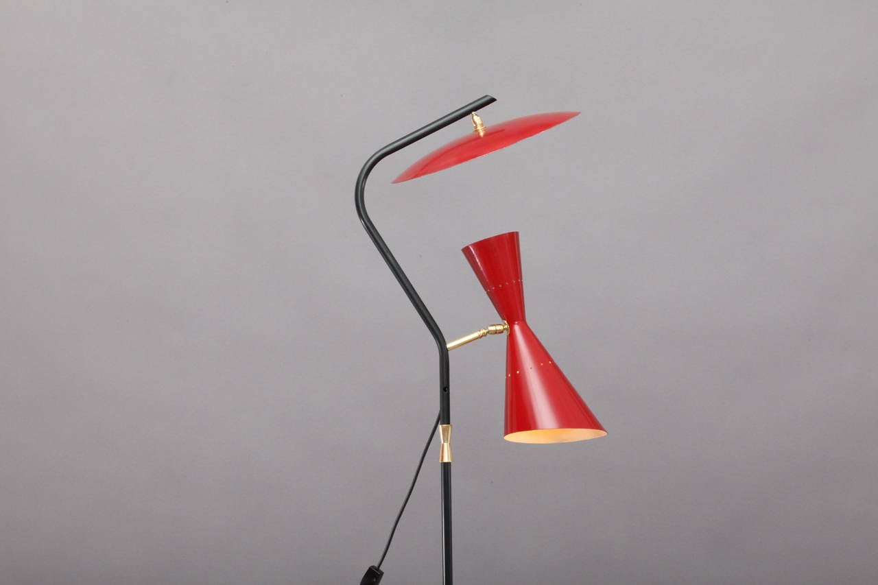 Red 1950 Floor Lamp Production Arredoluce, Italian, 1950 In Excellent Condition In Vienna, Vienna