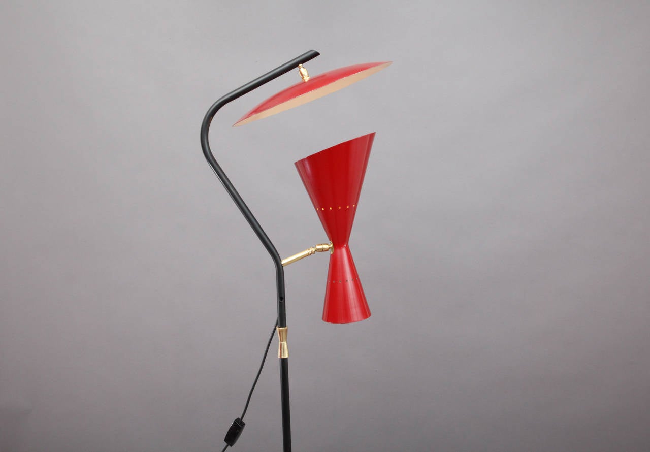 Mid-20th Century Red 1950 Floor Lamp Production Arredoluce, Italian, 1950