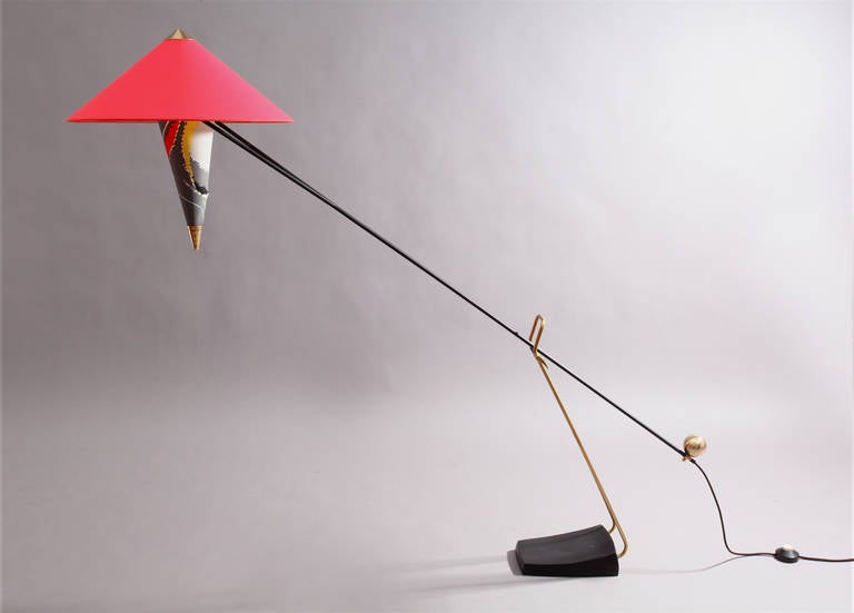 Brass Very Rare French Balance Floor Lamp Designed by Pierre Guariche, Paris 1950