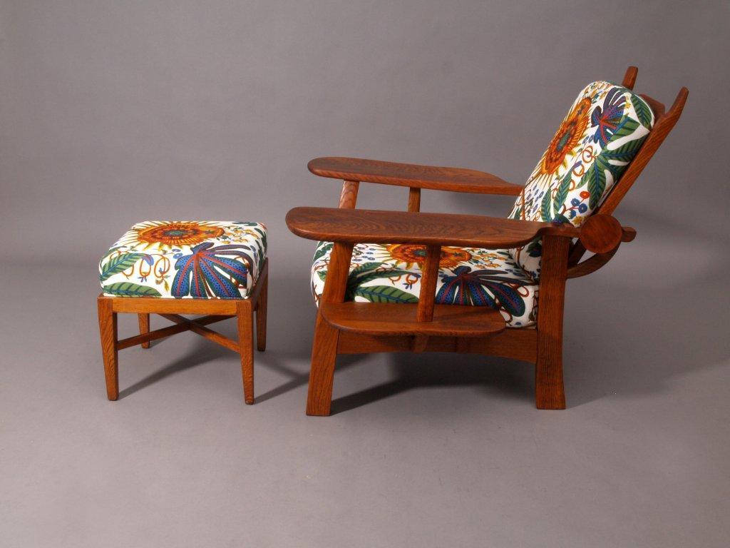 Mid-Century Modern Huge Armchair with Ottoman by Architect Hugo Gorge, Vienna, 1930 For Sale