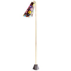 Charming Floor Lamp by Rupert Nikoll, Shade Cover Designed by Josef Frank