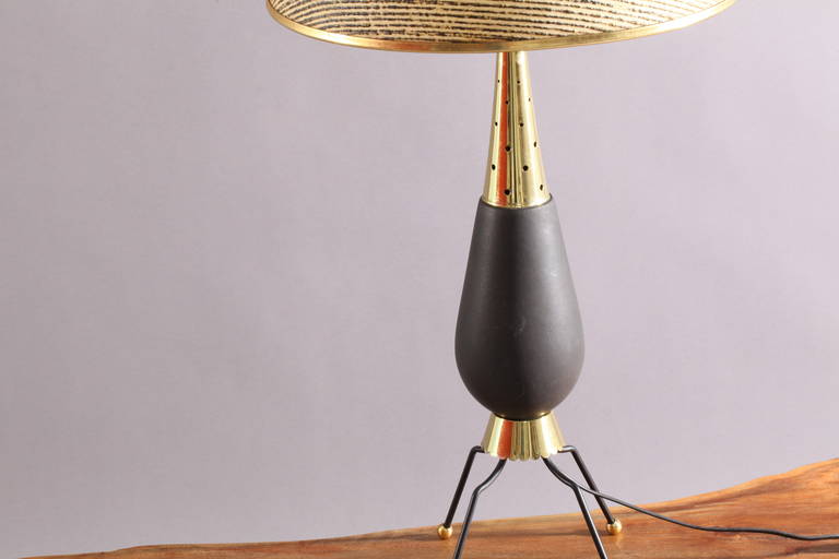 Charming Table Lamp with Brass Legs, 1950s 1