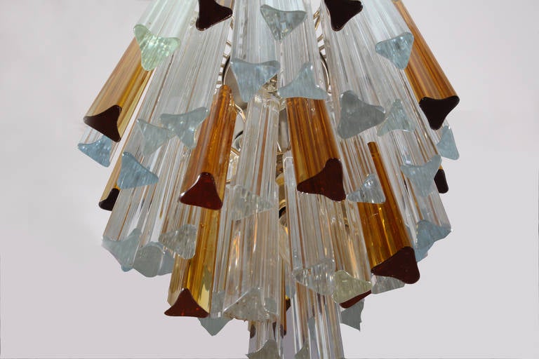 Italian Two-Color Murano Venini Crystal Glass Chandelier, Italy, 1950