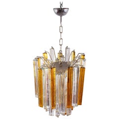 Two-Color Murano Venini Crystal Glass Chandelier, Italy, 1950