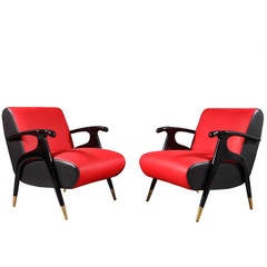 Pair of Lounge Chairs in Style of Gio Ponti, Italy, 1950 Pair of Lounge Chairs in Style of Gio Ponti, Italy, 1950