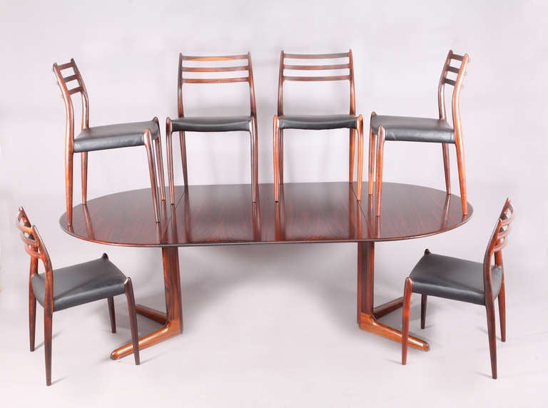 6 danish dining chairs and extensible table-rosewood 1