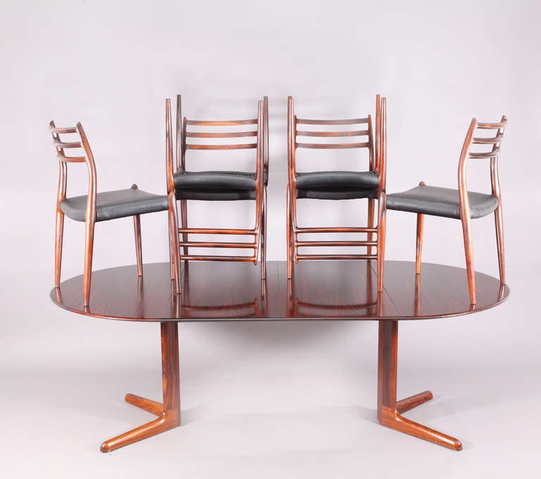 6 danish dining chairs and extensible table-rosewood In Excellent Condition In Vienna, Vienna