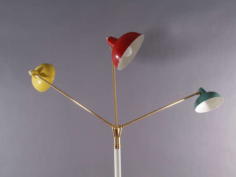 Italian Three Arms Floor Lamp, style of Arredoluce, 1950 (Moderne der Mitte des Jahrhunderts)