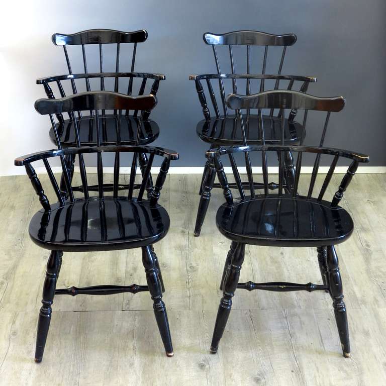 Lot of Four Wood Armchairs by 