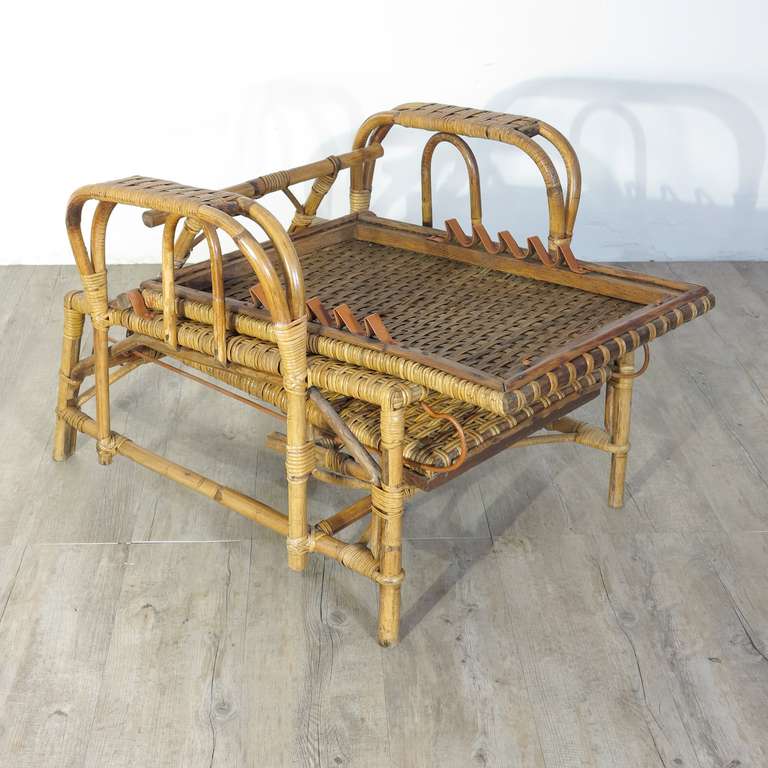 Rattan and Bamboo Chaise with Footrest. Erich Dieckmann 1930 - 1935 For Sale 1