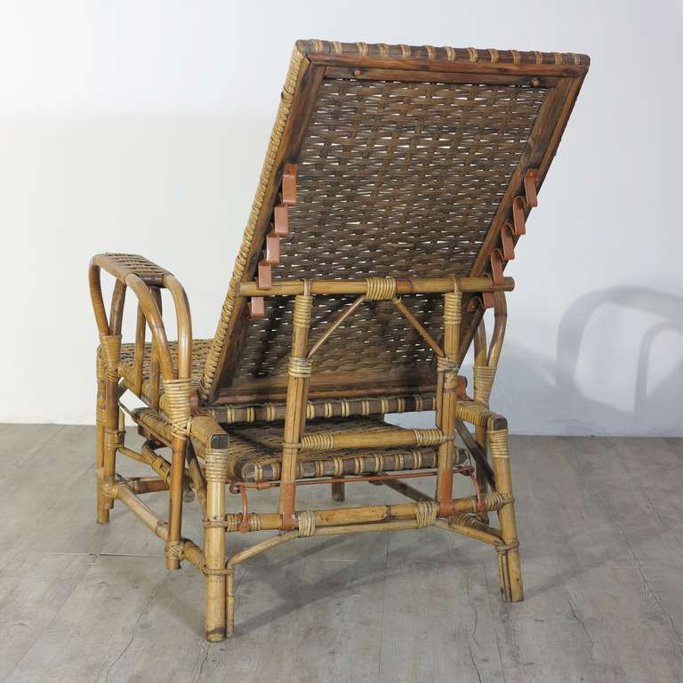 Rattan and Bamboo Chaise with Footrest. Erich Dieckmann 1930 - 1935 For Sale 2