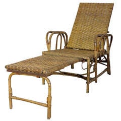 Rattan and Bamboo Chaise with Footrest. Erich Dieckmann 1930 - 1935
