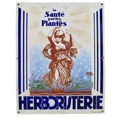 Antique Advertising Porcelain Sign "Herboristerie" France 1900-1910