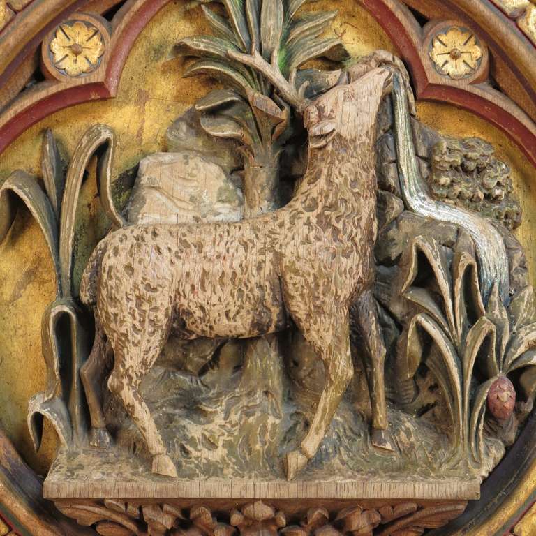 Baroque Church Altar Relief in Carved Wood 