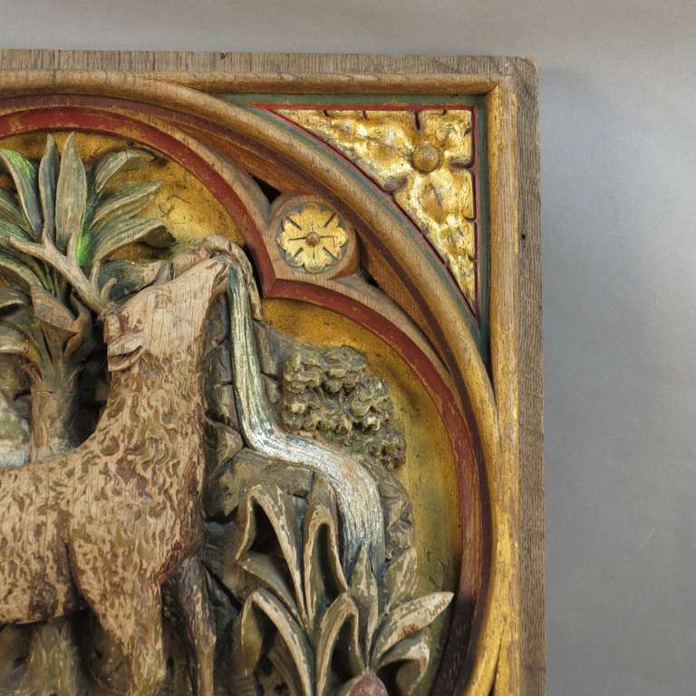 19th Century Church Altar Relief in Carved Wood 