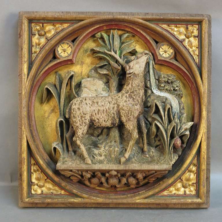 Church Altar Relief in Carved Wood 