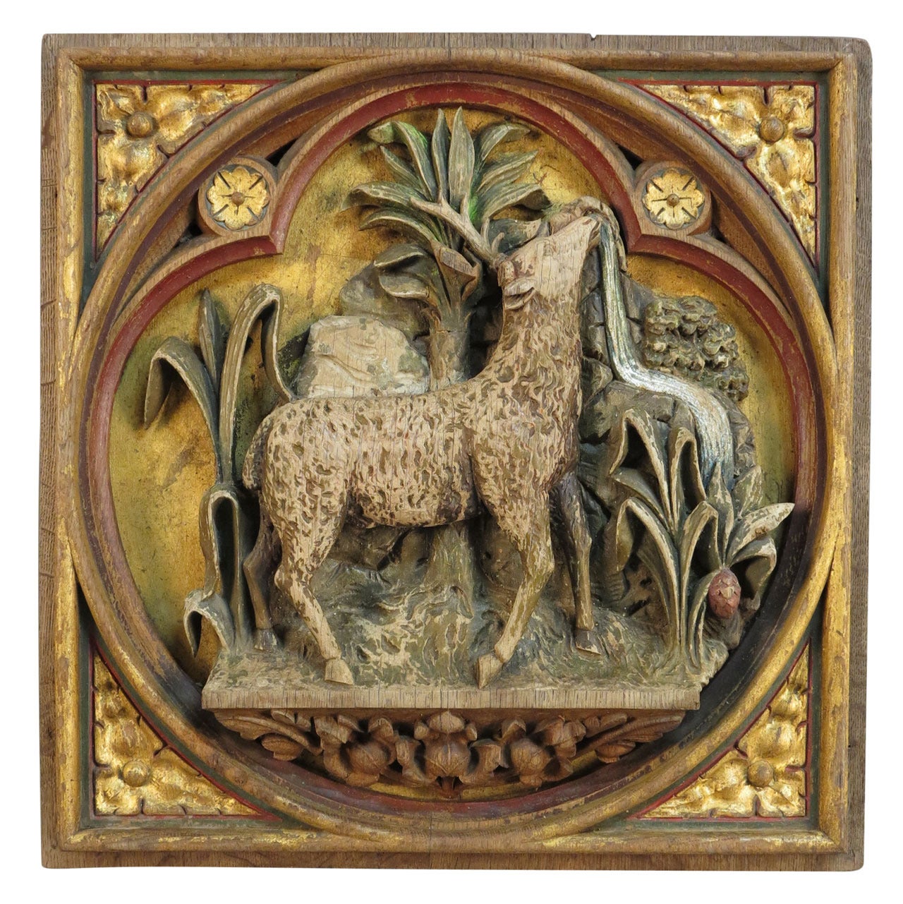 Church Altar Relief in Carved Wood "Mystic Lamb" 1800 - 1820 For Sale