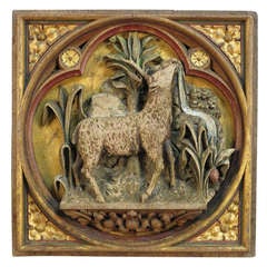 Church Altar Relief in Carved Wood "Mystic Lamb" 1800 - 1820