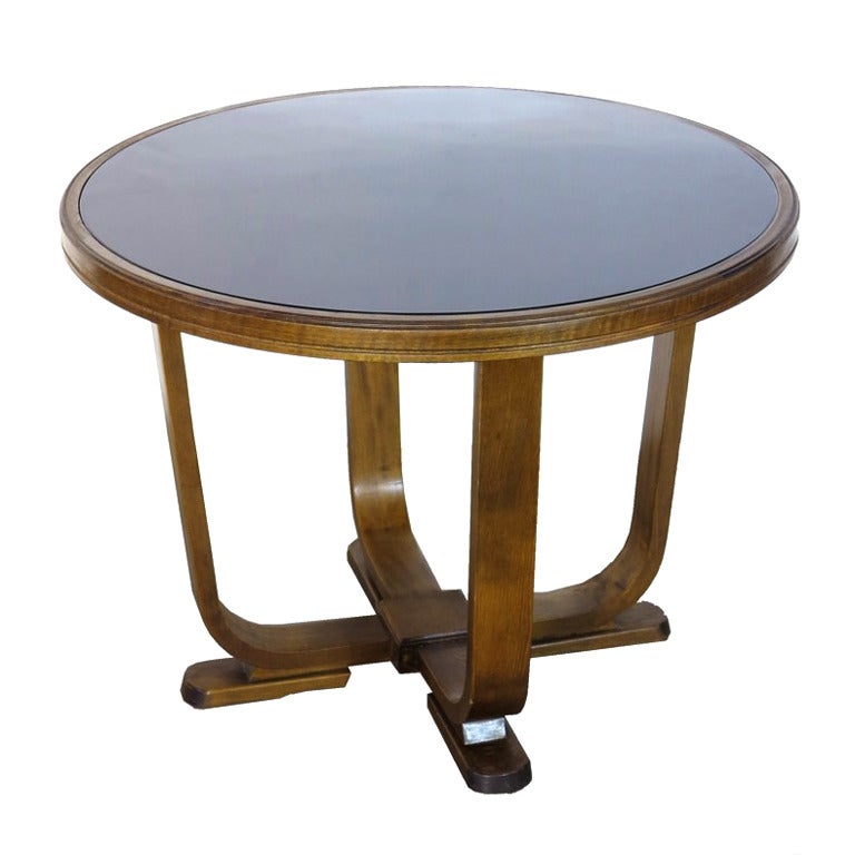Elegant Art Deco Coffee Table with Black Glass Top, 1930 ...