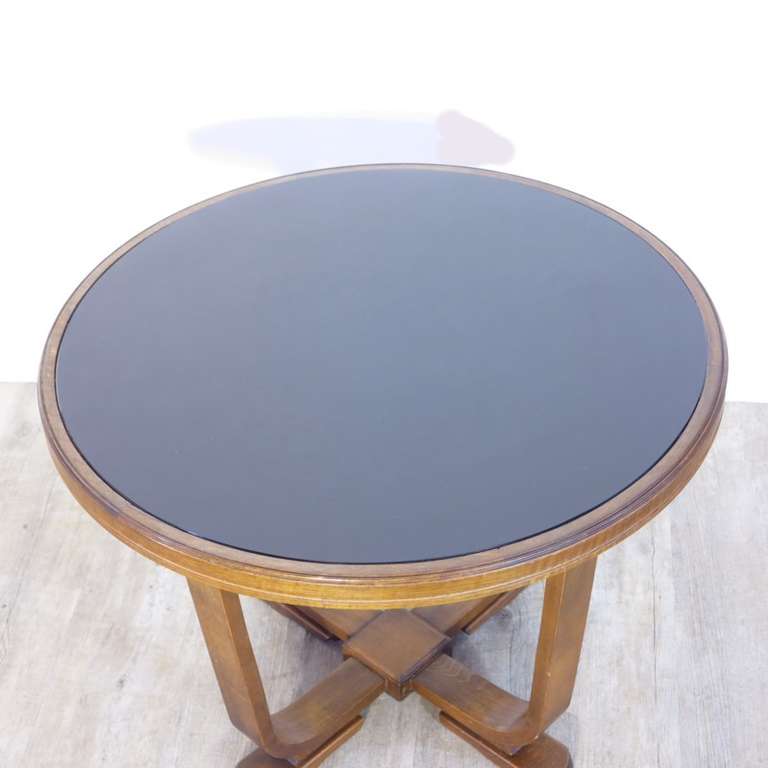 Elegant Art Deco Coffee Table with Black Glass Top, 1930 - 1935 In Good Condition For Sale In Karlsruhe, DE