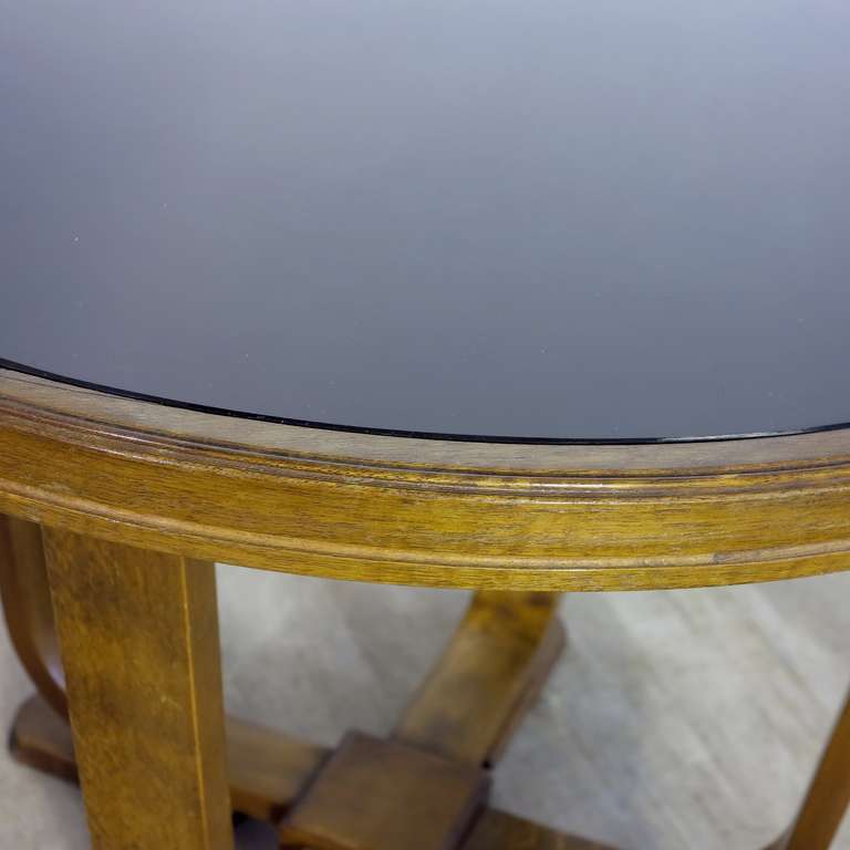 Elegant Art Deco Coffee Table with Black Glass Top, 1930 - 1935 For Sale 1