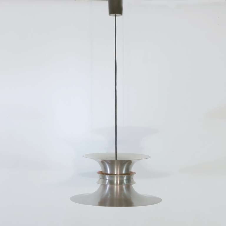 Design Aluminium Ceiling Lamp Bent Nordsted For Lyskaer Belysning Denmark 1970