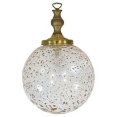 Murano Glass Globe Ceiling Lamp with Gold Flakes, Italy 1950-1960