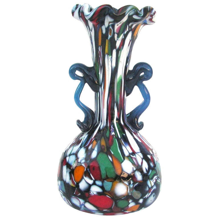 Murano Glass Vase "Millefiori" by Fratelli Toso, Italy 1930 - 1950 For Sale