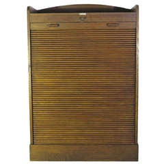 Vintage Mid-Century Industrial Rolltop File Cabinet, Circa 1930 - 1940