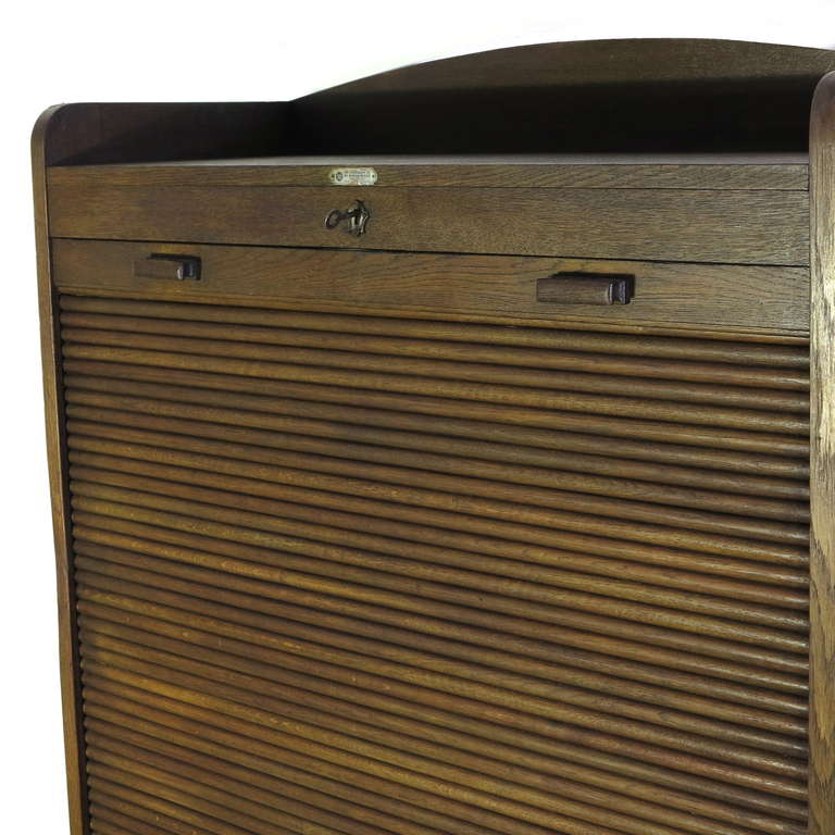 Mid-Century Modern Mid-Century Industrial Rolltop File Cabinet, Circa 1930 - 1940