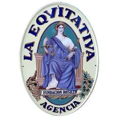 Art Nouveau Enamel Sign "La Eqvitativa" Agencia, Spain, 1900 - 1920