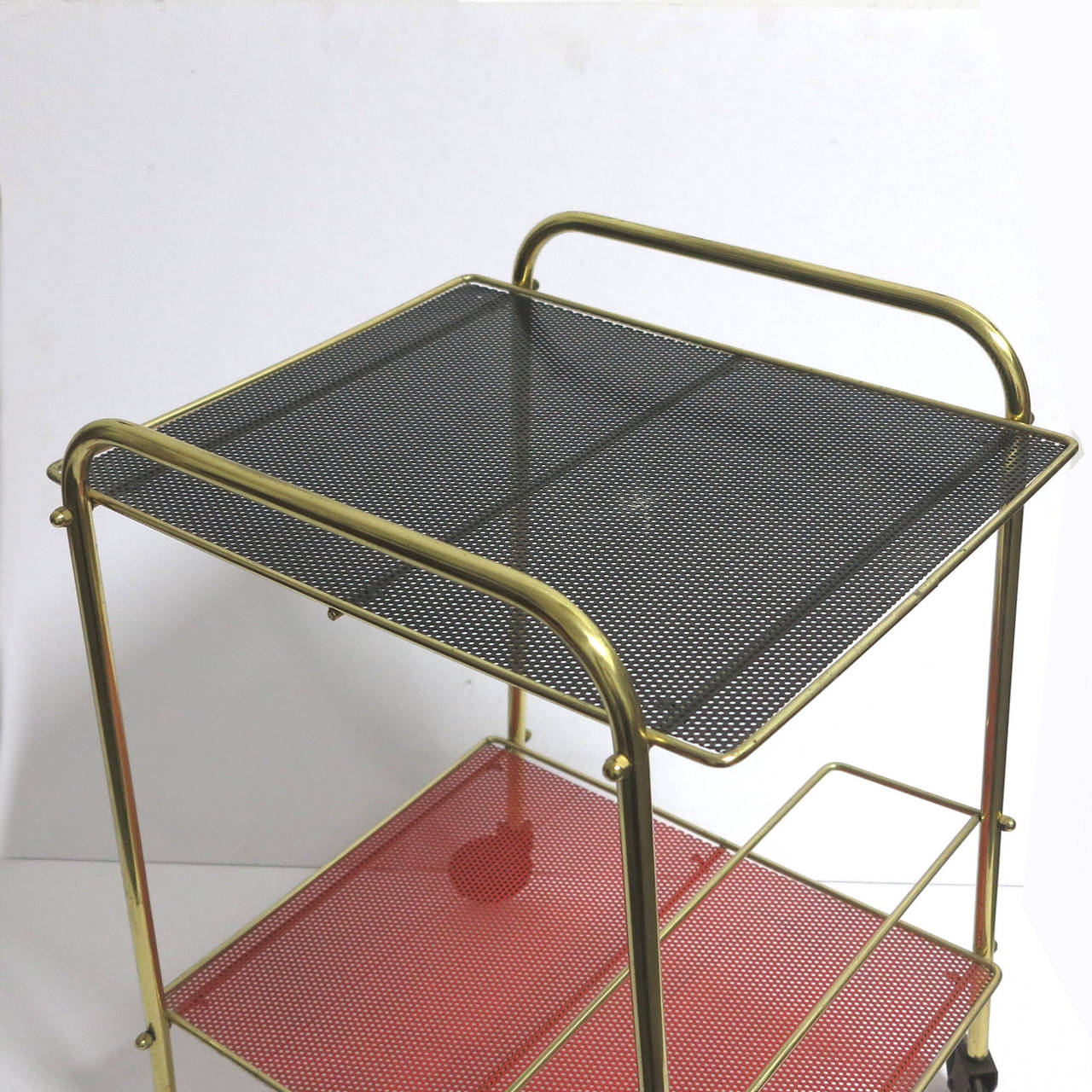 French Serving Trolley with Trays in the Style of Mathieu Mathegot, 1950-1955 For Sale